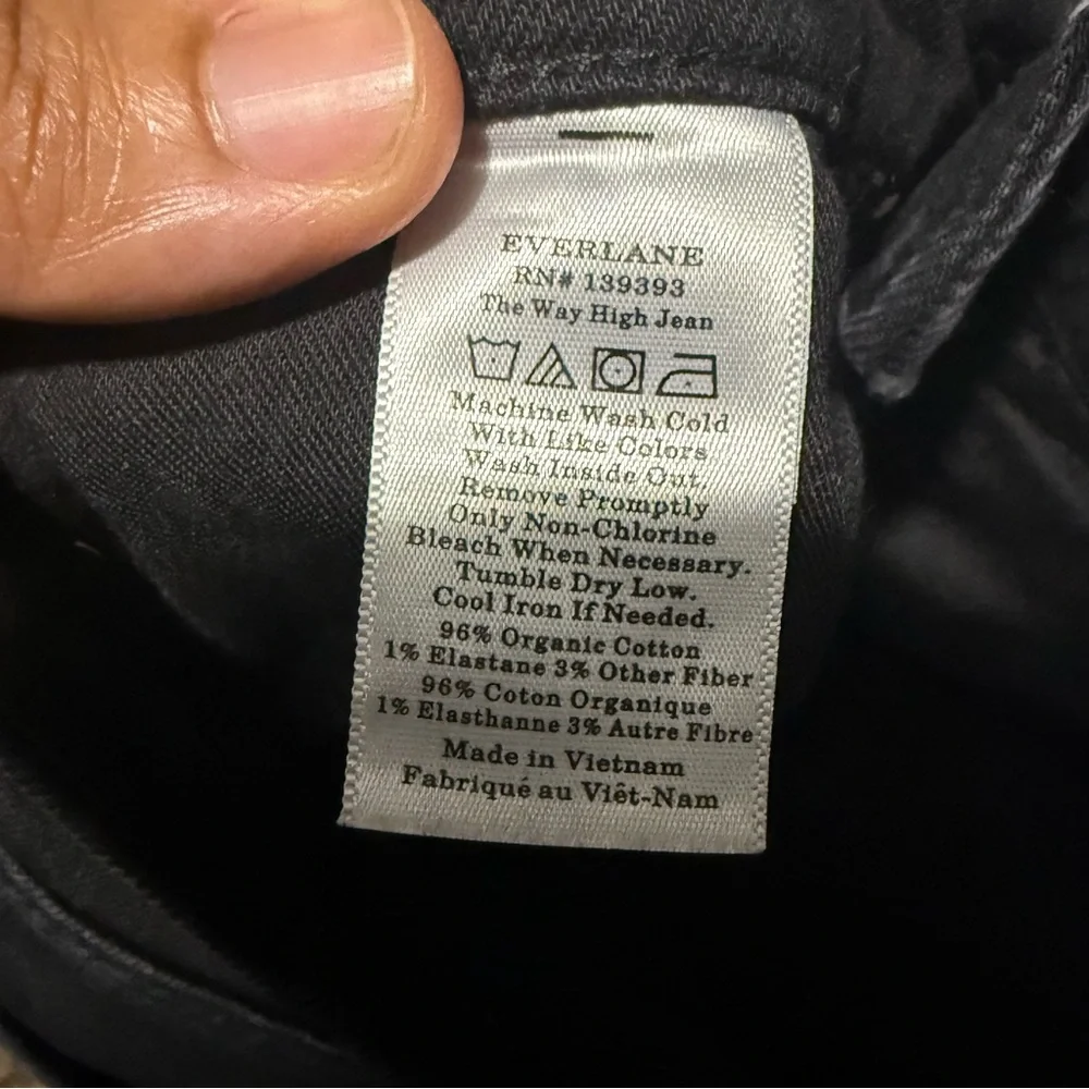 Everlane The Way High Jeans Women's 25R Black Organic Cotton Cropped Denim - Picture 4 of 5